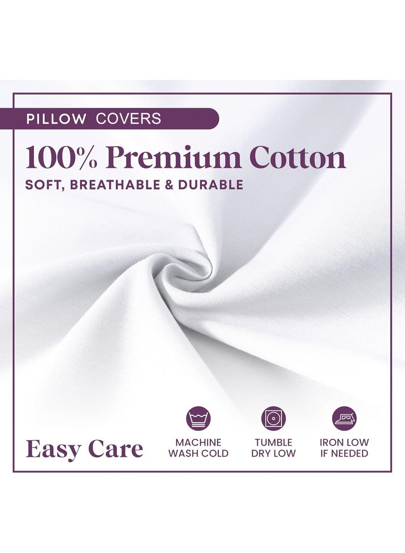 إي وورلد طقم غطاء وسادة 2 قطعة من القطن 100٪ | أبيض سادة | جودة فندقية وراحة عالية | 50×75 سم، 180 TC - Image 5